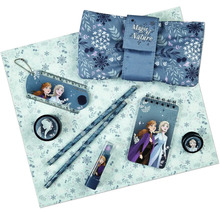 Schulbedarf mit Frozen Motiven auf gemustertem Papier