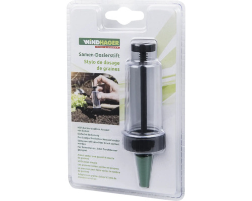 Windhager Saatgutdosierstift in Verpackung für die genaue Aussaat von Samen