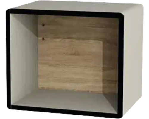 Hängeschrank offen Devo Sonus 2.0 BxHxT 38x32.5x28 cm dakar suedette matt/Eiche Würfelförmiges Wandregal mit Holzrückwand