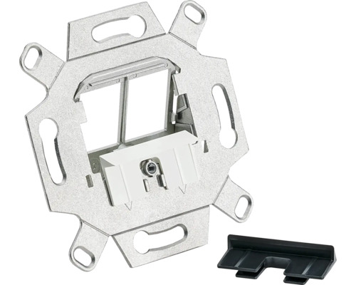 Rutenbeck Montageadapter schräg/gerade 2-fach für Universalmodule oder Keystonemodule Unterputz-Einsatz mit Krallenbefestigung und Tragring für Hohlwanddosen