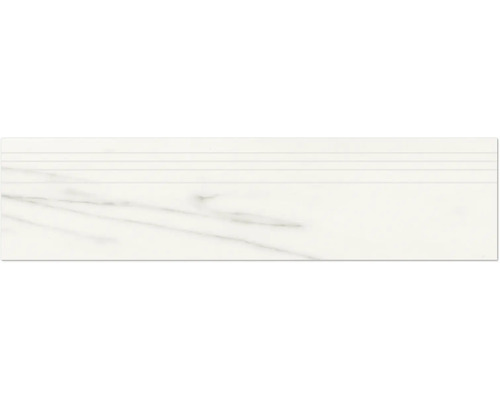 Feinsteinzeug Treppenstufe Macael 29,5 x 120 x 0,9 cm white poliert grau
