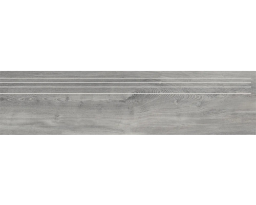 Feinsteinzeug Stufenfliese San Remo Ash 29,5 x 120 cm Treppenkantenprofil mit Holzstruktur