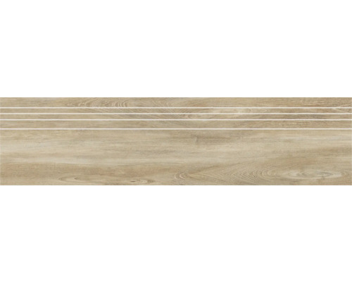 Feinsteinzeug Stufenfliese San Remo Teak 29,5 x 120 cm Fliese mit Holzoptik und Rillen