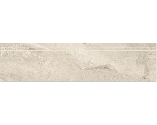 Feinsteinzeug Treppenstufe Sicilia 29,5 x 120 x 0,9 cm Avorio poliert beige