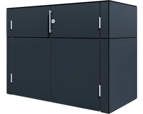 Grauer Mülltonnenbox für drei Mülltonnen