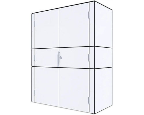 Gartenschrank Bertilo HPL Highboard 155 x 75 x 193 cm weiß Weißer Geräteschrank mit Tür und Schloss zur Aufbewahrung von Gartengeräten