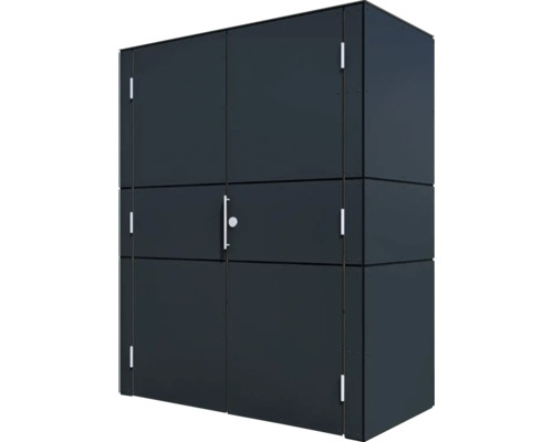 Gartenschrank Bertilo HPL Highboard 155 x 75 x 193 cm anthrazit Metallgerätehaus mit Doppeltür und Griff