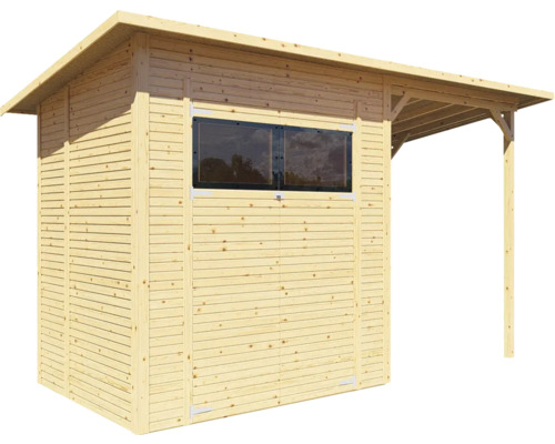 Holzgartenhaus mit Fenster und Vordach