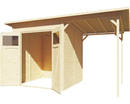 Holzgartenhaus mit Doppeltür und Vordach