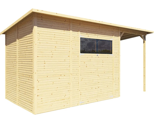 Holzgartenhaus mit Fenster und Vordach