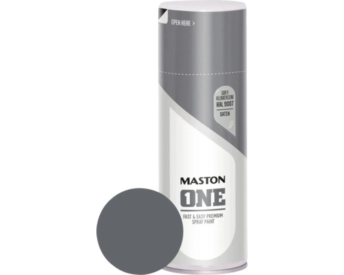 Sprühlack Maston ONE seidenmatt RAL 9007 graualuminium 400 ml Mastonspraydose mit der Bezeichnung One, Aluminiumgrau RAL 9007, seidenmatt