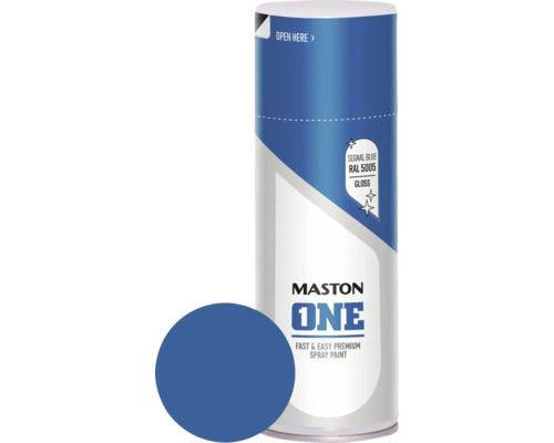 Sprühlack Maston ONE glänzend RAL 5005 signalblau 400 ml Mastons One Sprühfarbe Dose mit Farbbeispiel