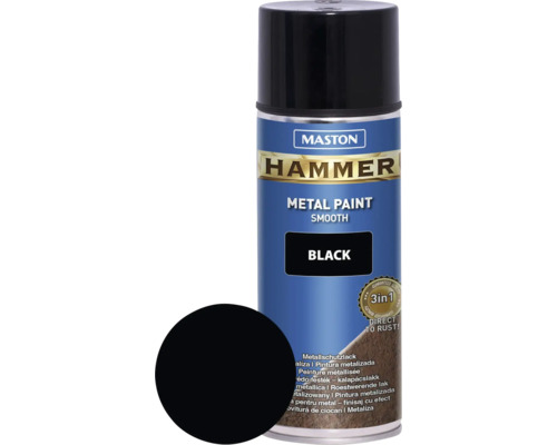 Sprühlack Maston Hammer Metallschutz glatt schwarz 400 ml