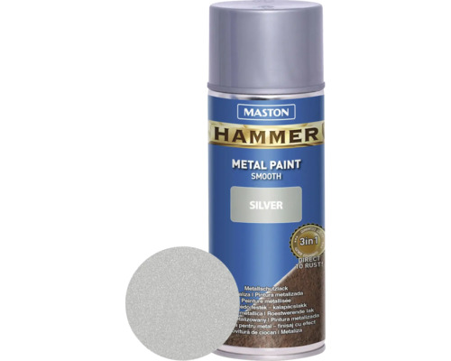 Sprühlack Maston Hammer Metallschutz glatt silber 400 ml