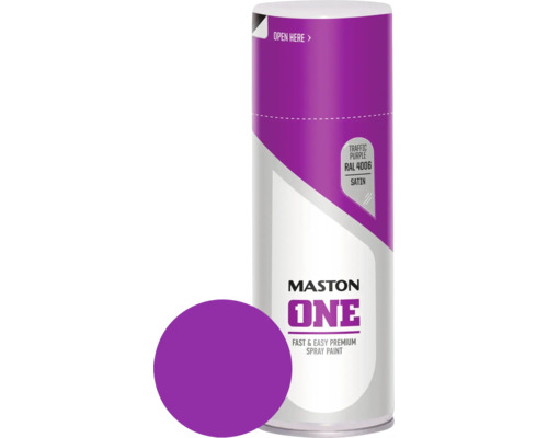 Sprühlack Maston ONE seidenmatt RAL 4006 verkehrspupur 400 ml Sprühdose mit lila Farbe von Maston