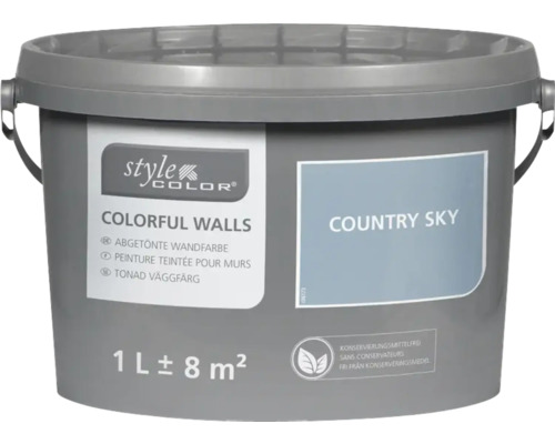 StyleColor COLORFUL WALLS Wand- und Deckenfarbe country sky 1 L Farbeimer Style Color Colorful Walls abgetönte Wandfarbe Country Sky, 1 Liter