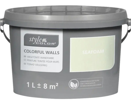StyleColor COLORFUL WALLS Wand- und Deckenfarbe seafoam 1 L Eimer abgetönte Wandfarbe Seafom, 1 Liter