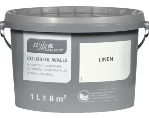 StyleColor COLORFUL WALLS Wand- und Deckenfarbe leinen 1 L Eimer abgetönte Wandfarbe Linen mit einem Liter Inhalt für circa acht Quadratmeter