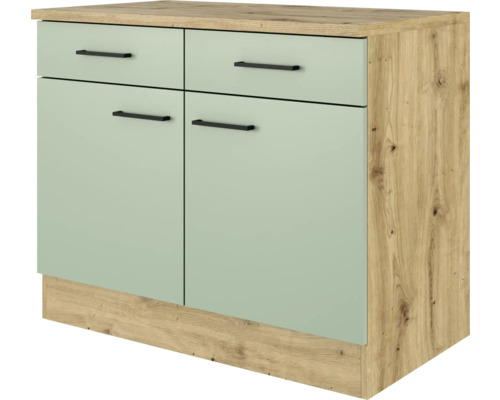 Flex Well Unterschrank mit Schublade und Drehtür Cara BxTxH 100x60x85 cm Frontfarbe grün matt