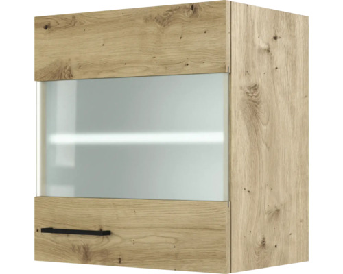 Flex Well Hängeschrank mit Glastür Cara BxTxH 50x32x54,8 cm Frontfarbe eiche design matt Anschlag reversibel (links oder rechts montierbar)