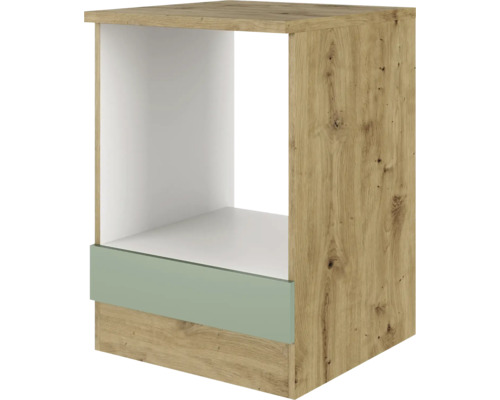 Flex Well Herdumbauschrank Cara BxTxH 60 x 60 x 85 cm grün matt zerlegt 00012477 Küchenunterschrank mit offener Nische und Schublade im Landhausstil