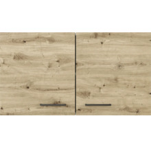 Zwei Küchenschranktüren mit Holzstruktur und Griffen
