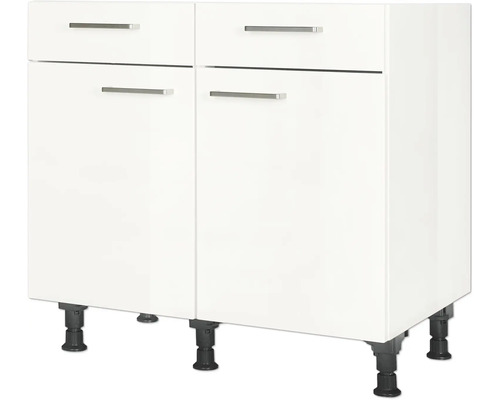 NOBILIA Unterschrank mit Schublade und Drehtür Modern BxTxH 90 x 58 x 87 cm Frontfarbe weiß hochglanz Korpusfarbe weiß