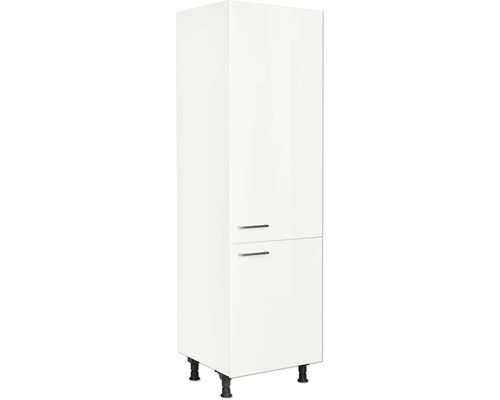 NOBILIA Kühlumbauschrank für 122er Einbaukühlschrank Modern BxTxH 60 x 58 x 231 cm alpinweiss hochglanz vormontiert Anschlag rechts 4004539050525 Hochschrank mit zwei Türen und Füßen
