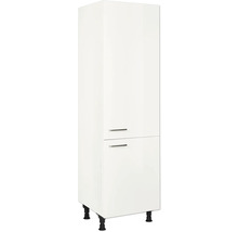 Weißer Hochschrank mit zwei Türen und Griffen