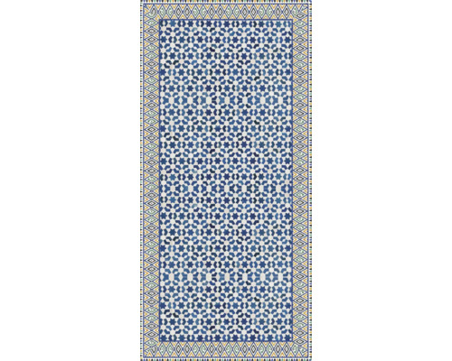 Blauer Teppich mit geometrischen Mustern für den Innenbereich