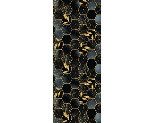 Dekorplatte mit sechseckigem Muster, Blattmotiven und Marmoroptik