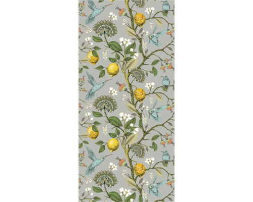 Tapete mit Zitronen, Kolibris und floralen Elementen