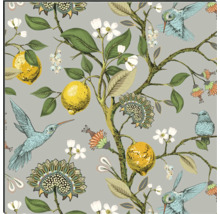 Duschrückwand mySpotti Shower Gloria Zitrone Vogel Pflanzen 255 x 100 cm SH-255100-1853-HB