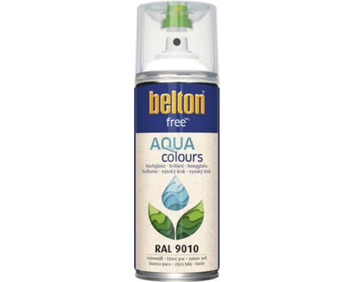 Belton Free PU Sprühlack Ral 9010 reinweiß hochglänzend 400 ml Belton Free Aqua Colours Sprühlack RAL 9010