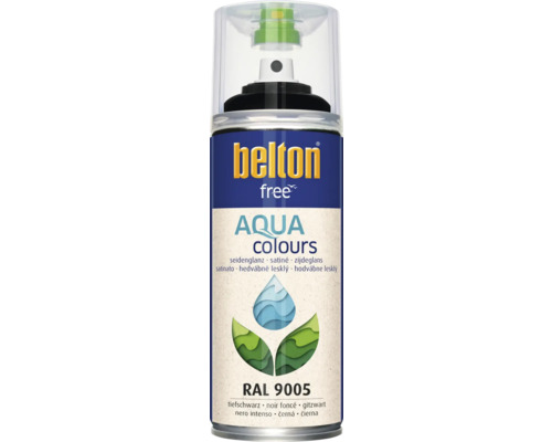 Belton Free PU Sprühlack Ral 9005 tiefschwarz seidenglänzend 400 ml Belton Free Aqua Farbspray Tiefschwarz RAL 9005