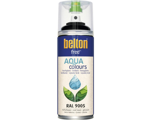 Belton Free PU Sprühlack Ral 9005 tiefschwarz hochglänzend 400 ml Belton Free Aqua Farbspraydose, tiefschwarz, RAL 9005