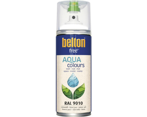 Belton Free PU Sprühlack Ral 9010 reinweiss matt 400 ml Belton Free Aqua Farbspraydose, Reinweiss RAL 9010