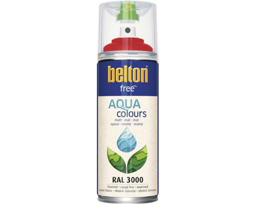 Belton Free PU Sprühlack Ral 3000 feuerrot matt 400 ml Belton Free Aqua Colours Lackspraydose RAL 3000