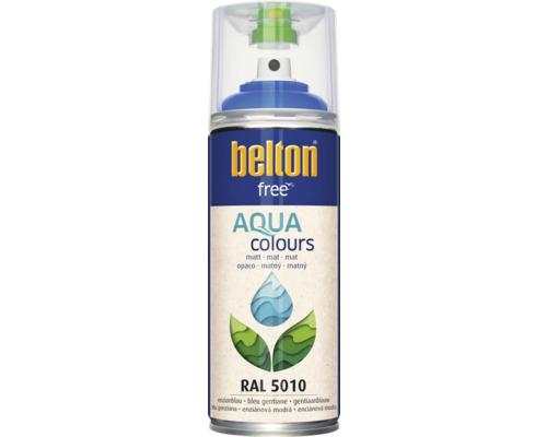 Belton Free PU Sprühlack Ral 5010 enzianblau matt 400 ml Belton Free Aqua Colours Sprühlack Enzianblau RAL 5010