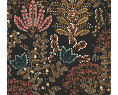 Vliestapete 39349-5 Famous Garden blätter schwarz gelb Dekorative Tapete mit floralem Muster für Wandgestaltung