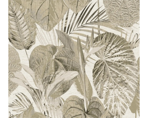 Vliestapete 39355-1 Famous Garden Dschungelblatt beige creme Tapete mit Pflanzenmotiven