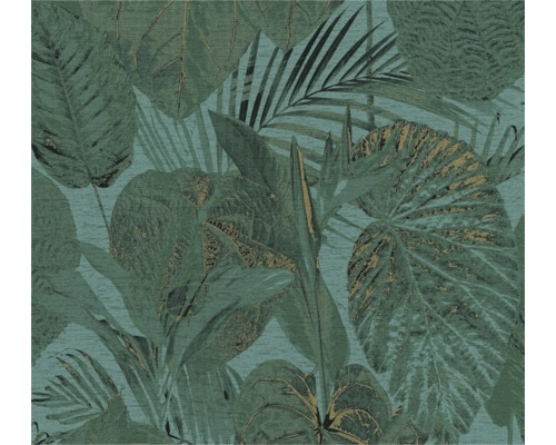 Vliestapete 39355-3 Famous Garden Dschungelblatt grün gold Tapete mit Dschungelmotiven