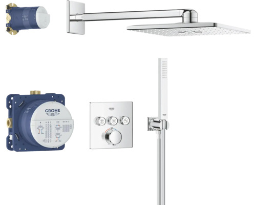 Grohe Quickfix Unterputz Thermostat Dusche PRECISION SMART CONTROL chrom 34875000 Grohe Regendusche mit Kopfbrause, Handbrause und Thermostat