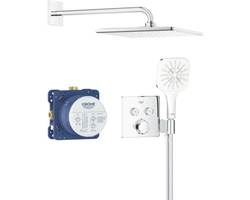 Grohe Quickfix Unterputz Thermostat Dusche PRECISION SMART CONTROL chrom 34876000 Duschsystem mit Kopfbrause, Handbrause, Thermostat und Installationsbox
