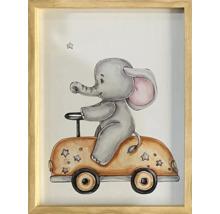 Gerahmtes Kinderbild mit Elefant in einem Auto