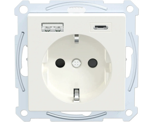 Merten MEG2367-0319 Steckdose mit USB-Typ A + C Ladegerät System M polarweiß Steckdose mit USB-A- und USB-C-Anschluss