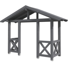 Grauer Holzpavillon mit Dach