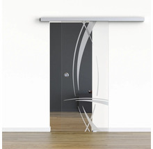 Pertura Glasschiebetür Komplettset Glera Tangle 01 900x2175 mm Rechts inkl. Beschlag Selir Aluminium natur,Griffmuschel