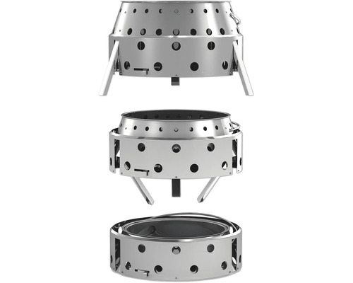 Edelstahl Geflügelbräter in drei Ansichten