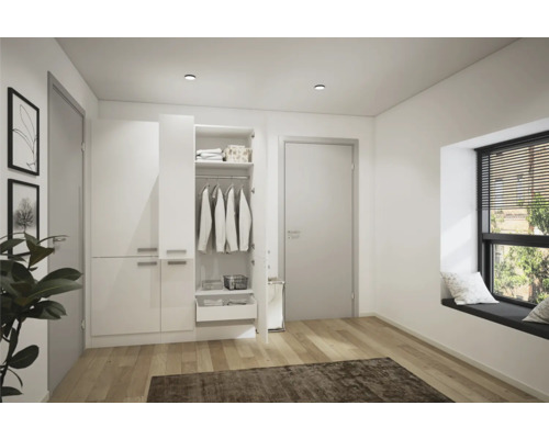 Optifit Hauswirtschaftsraummöbel Salo214 150 cm Frontfarbe weiß matt Korpusfarbe weiß zerlegt